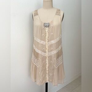 4 Love And Liberty Johnny Was Silk Angelina Dress Embellished Soft Nude S